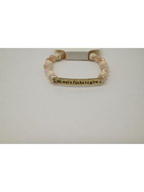 NWT Dylan Jewelry Bronze Beaded Stretch Bracelet Inspirational Quote Boho Cream